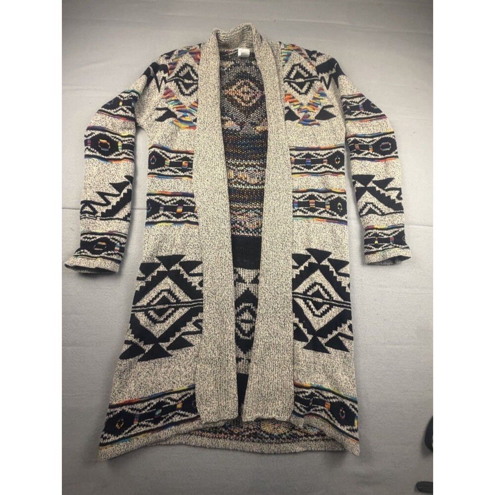 Northern Angel Cardigan Womens Medium Oatmeal Southwestern Aztec Duster EUC XL